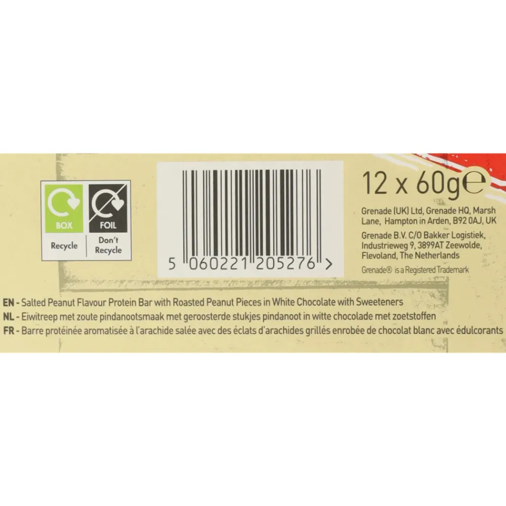 Snacks|Sportvoeding & Drank<Grenade Protein Bars White Chocolate Salted Peanut 12 x 60 gr