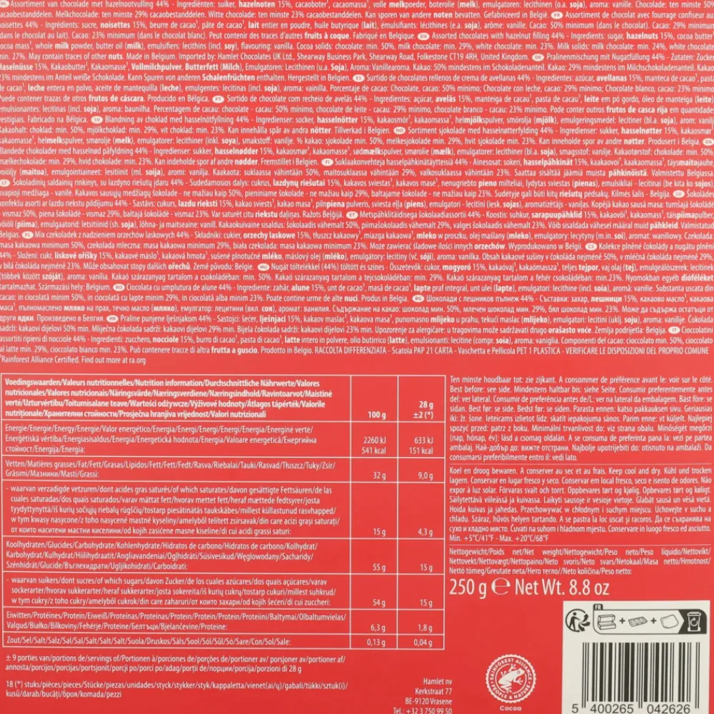 Chocolade<Hamlet Pralines Harten 250 gr