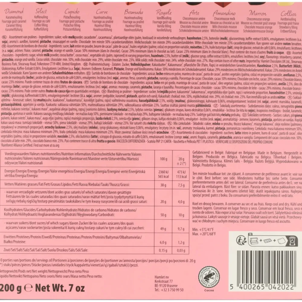 Chocolade<Hamlet Pralines Rose Hart 200 gr