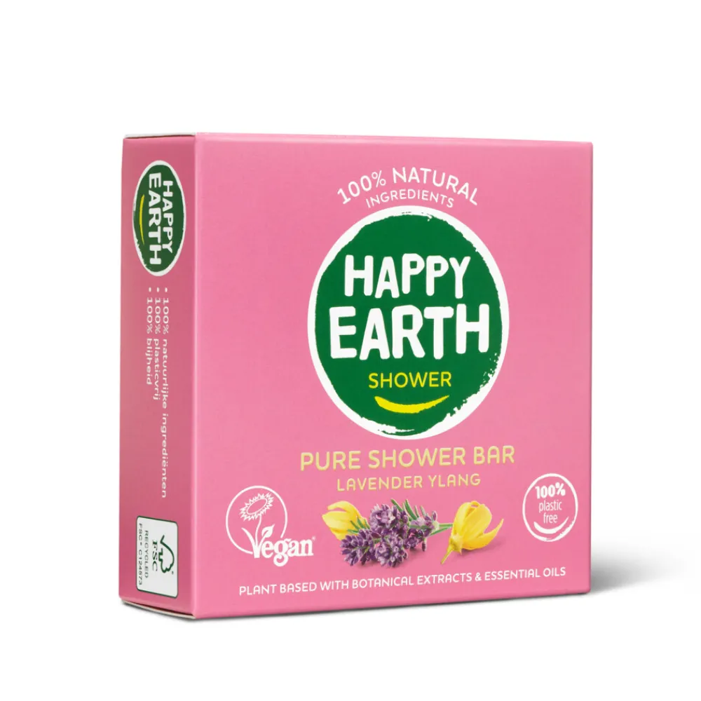 100% Natuurlijke Shower Bar Lavender Ylang 90 gr^Happy Earth Hot