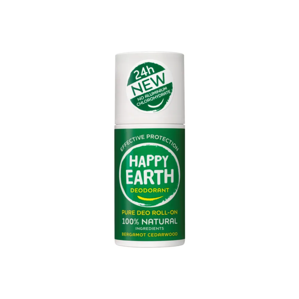 Deodorant<Happy Earth Deodorant Roll-On Bergamot Cedarwood 100% Natuurlijk 75 ml