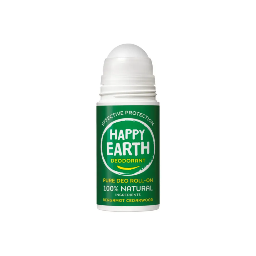 Deodorant<Happy Earth Deodorant Roll-On Bergamot Cedarwood 100% Natuurlijk 75 ml