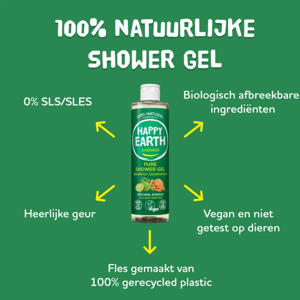 Bad & Douche<Happy Earth Douchegel Bergamot Cedarwood 100% Natuurlijk 300 ml