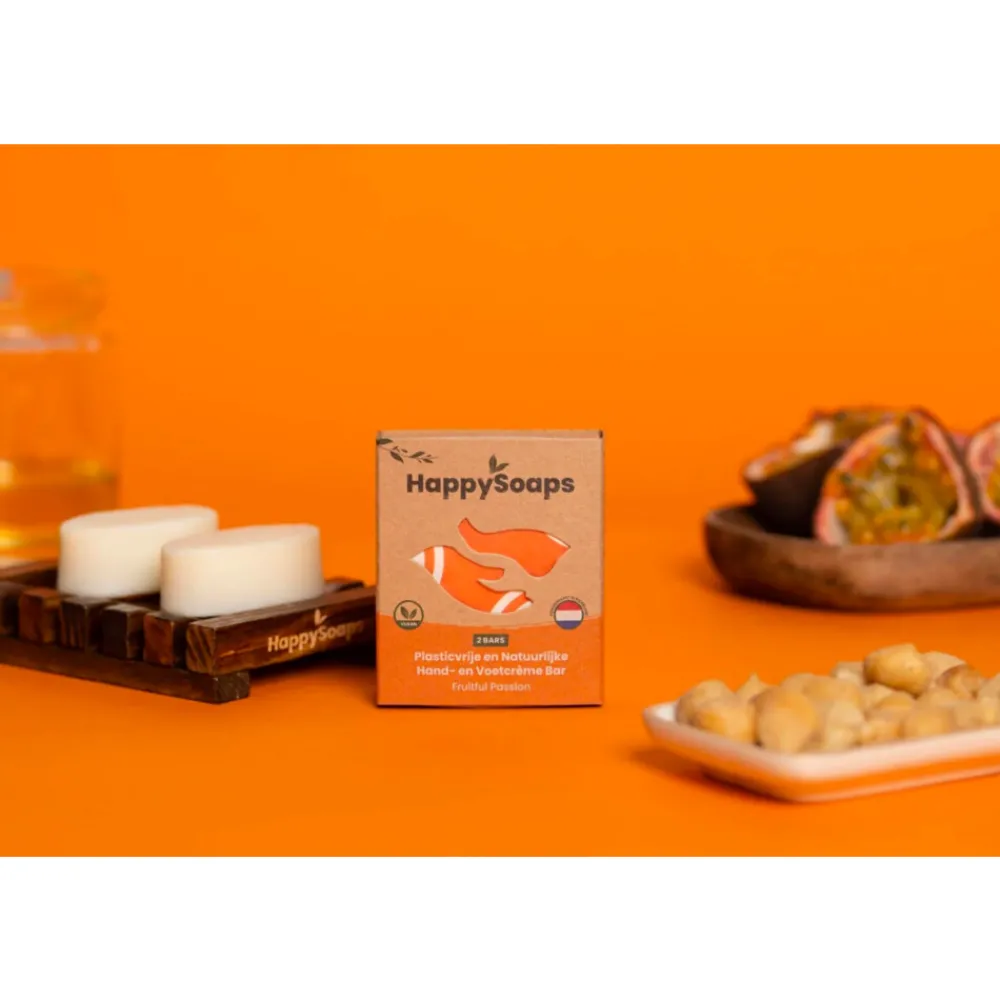 Voetverzorging<HappySoaps Hand- en Voetcrème Bar Fruitful Passion 40 gr