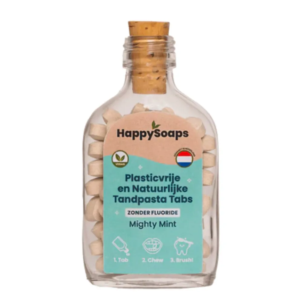 Spoelen & Poetsen<HappySoaps Tandpasta Tabs zonder Fluoride Mighty Mint 130 gr