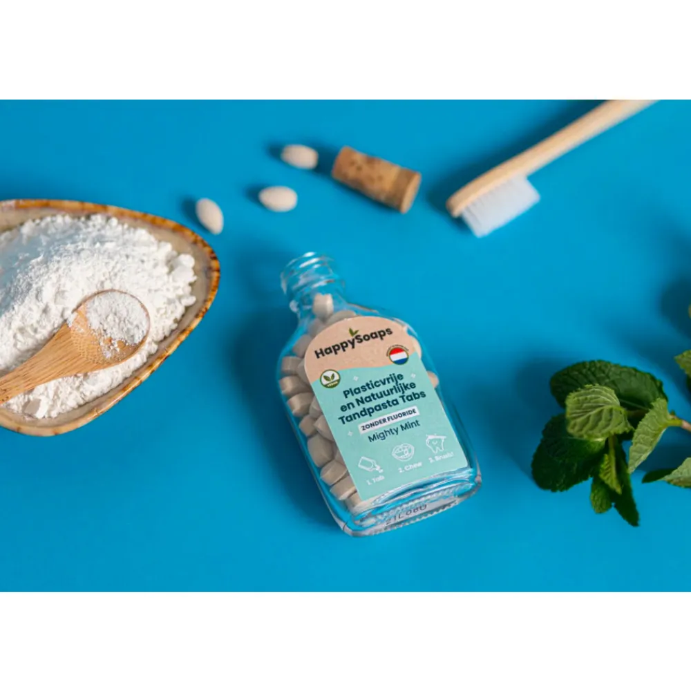 Spoelen & Poetsen<HappySoaps Tandpasta Tabs zonder Fluoride Mighty Mint 130 gr