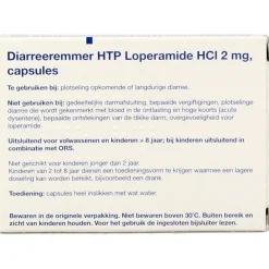 Diarreeremmer HTP Loperamide HCl 2 mg 10 capsules^Healthypharm Clearance