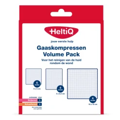 Gaaskompressen Volume Pack 6 stuks 5x5cm + 6 stuks 5x8,5cm + 6 stuks 10x10cm 18 stuks^HeltiQ Outlet