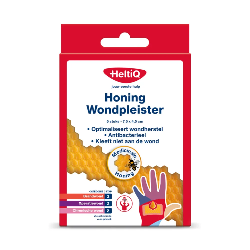 Verbandmiddelen|Pleisters<HeltiQ Honing Wondpleister 1 Karton 5 stuks