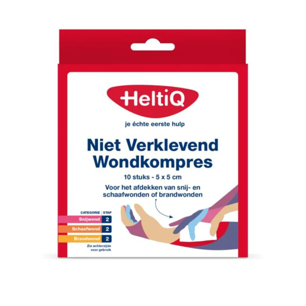 Niet Verklevend Wondkompres 5 x 5 cm 10 stuks^HeltiQ Best