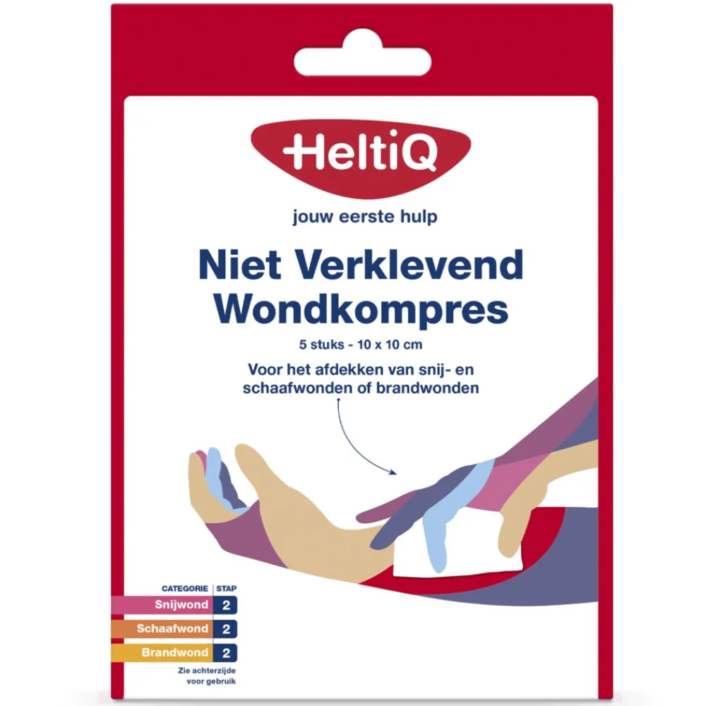 Niet Verklevend Wondkompres 10 x 10 cm 5 stuks^HeltiQ