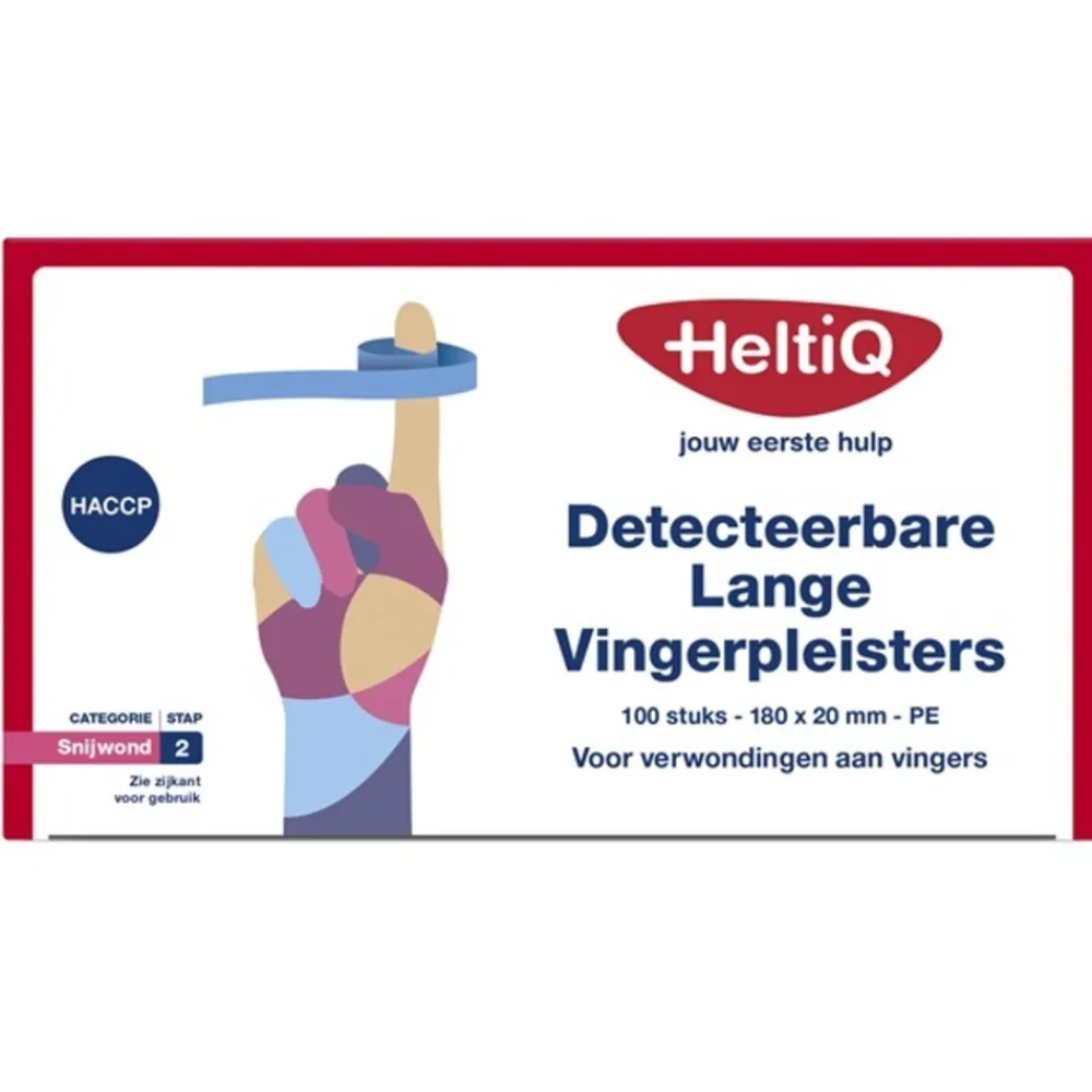 Pleisters<HeltiQ Vingerpleisters Detecteerbaar 180x20 mm PE 100 stuks