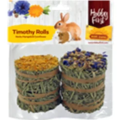 Snacks<HobbyFirst Hope Farms Timothy Rolls Gouds- & Korenbloem 200 gr