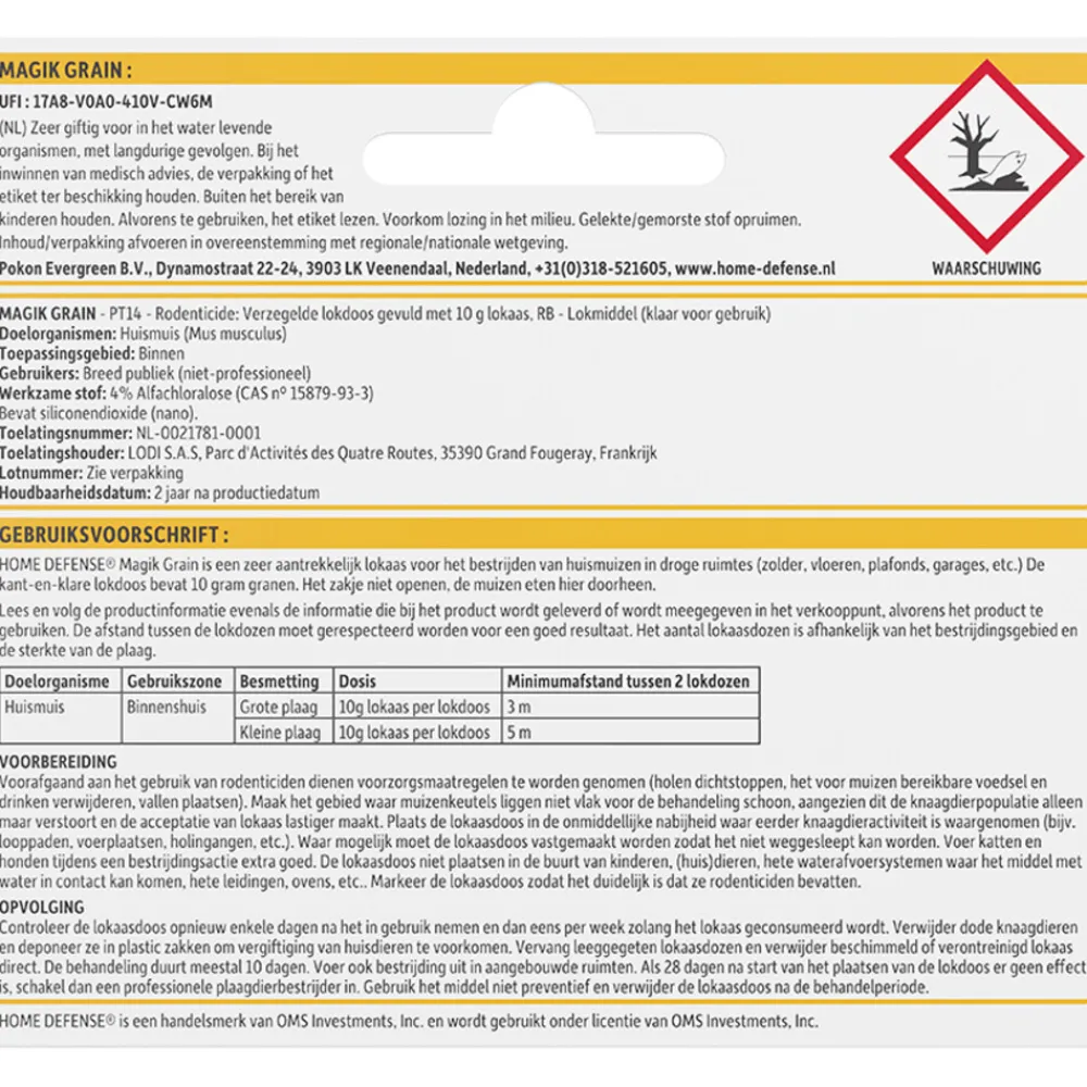 Muizen Granen Alfachloralose Kant-en-Klare Lokdoos Magik Grain^Home Defense Hot