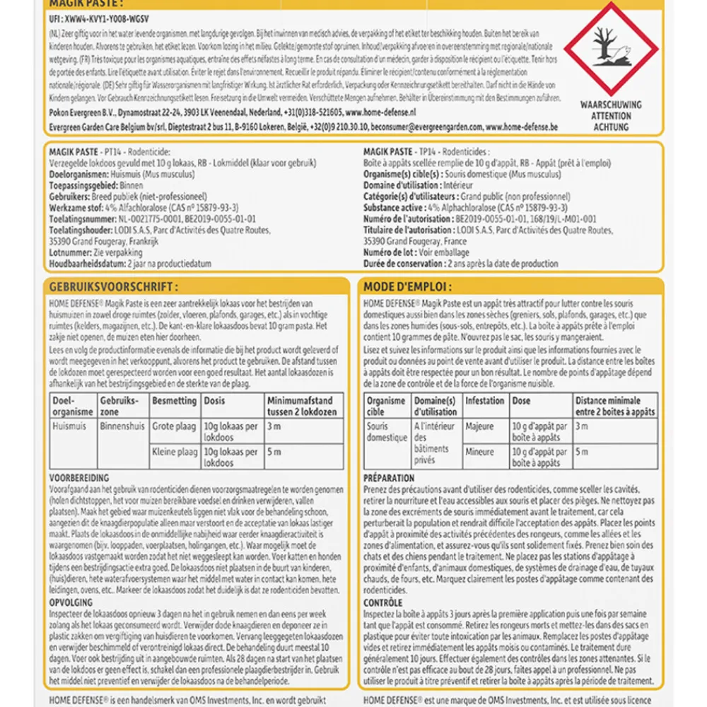 Outlet Muizen Pasta Alfachloralose Kant-en-Klare Lokdoos Magik Paste 2 stuks Ongediertebestrijding