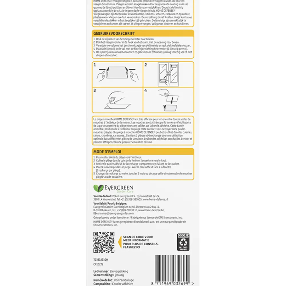 Ongediertebestrijding<Home Defense Vliegenvangers 3 Vallen en 6 Navullingen 1 set