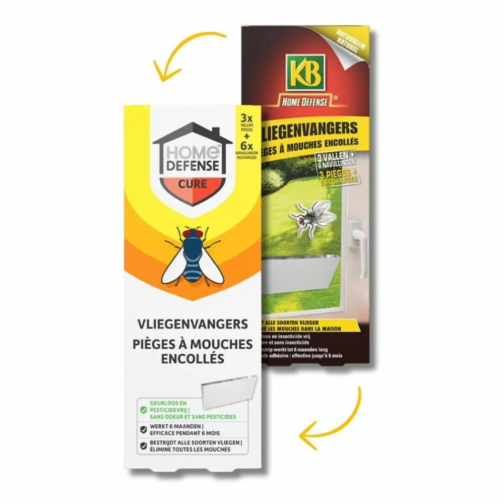 Ongediertebestrijding<Home Defense Vliegenvangers 3 Vallen en 6 Navullingen 1 set
