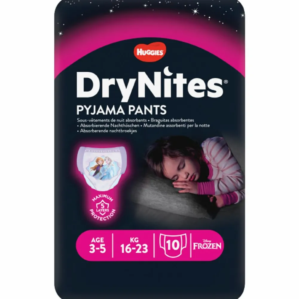 Luiers<Huggies DryNites Absorberende Luierbroekjes Meisjes 3-5 jaar 10 stuks