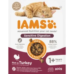 Kattenvoer<IAMS Cat adult Sensitive Digestion Turkey 800 gr
