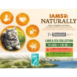 Kattenvoer<IAMS Naturally Senior Multipack Land & Sea 12 x 85 gr