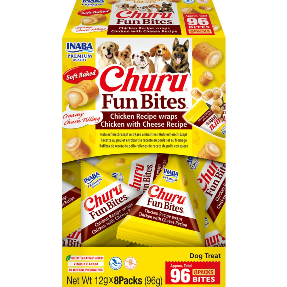 Snacks<Inaba Churu Fun Bites Wraps Hondensnack Multipack Chicken & Cheese 8 x 12 gr