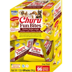 Snacks<Inaba Churu Fun Bites Wraps Hondensnack Multipack Chicken & Cheese 8 x 12 gr