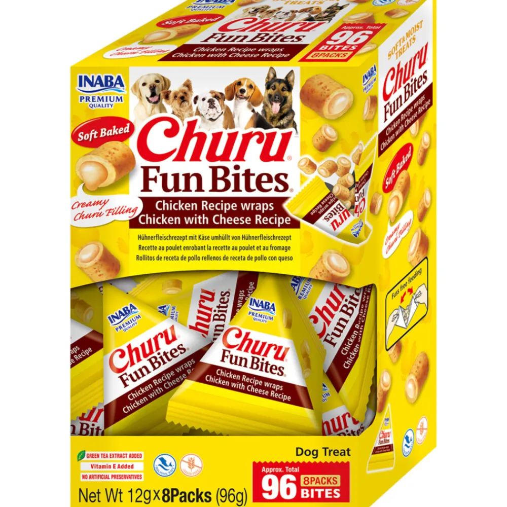 Snacks<Inaba Churu Fun Bites Wraps Hondensnack Multipack Chicken & Cheese 8 x 12 gr