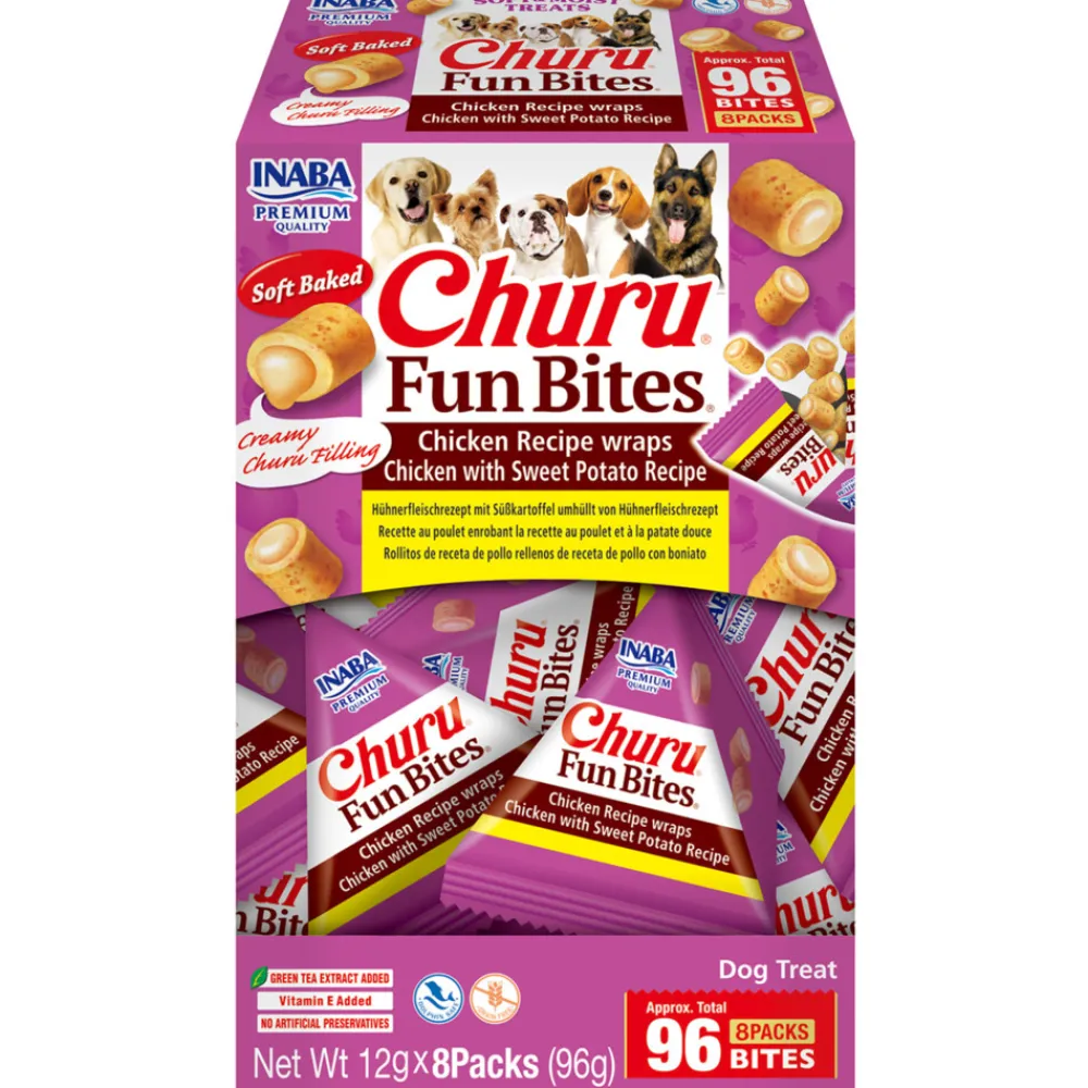 Snacks<Inaba Churu Fun Bites Wraps Hondensnack Multipack Chicken & Sweet Potato 8 x 12 gr
