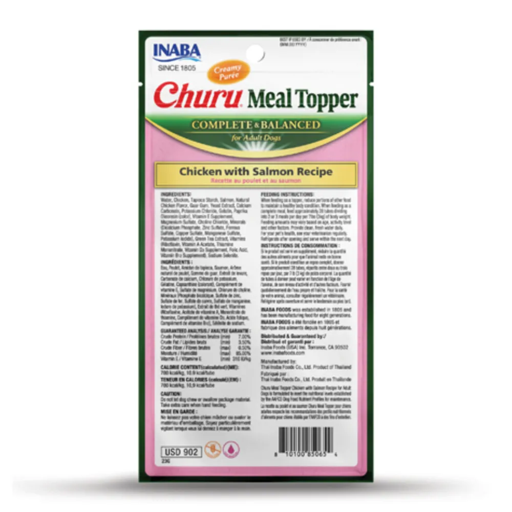 Churu Meal Topper Hondenvoer Chicken & Salmon 4 x 14 gr^Inaba New