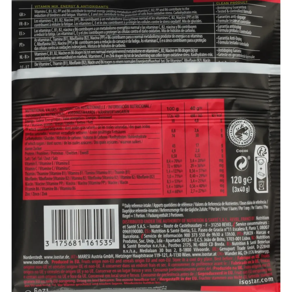 High Energy Sportreep Cranberry 3 x 40 gr^Isostar Hot