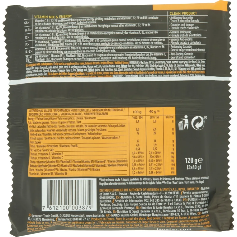 Sportvoeding & Drank<Isostar High Energy Sportreep Multifruits 3 x 40 gr