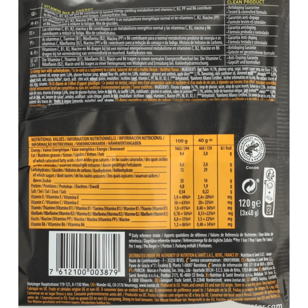 Sportvoeding & Drank<Isostar High Energy Sportreep Multifruits 3 x 40 gr