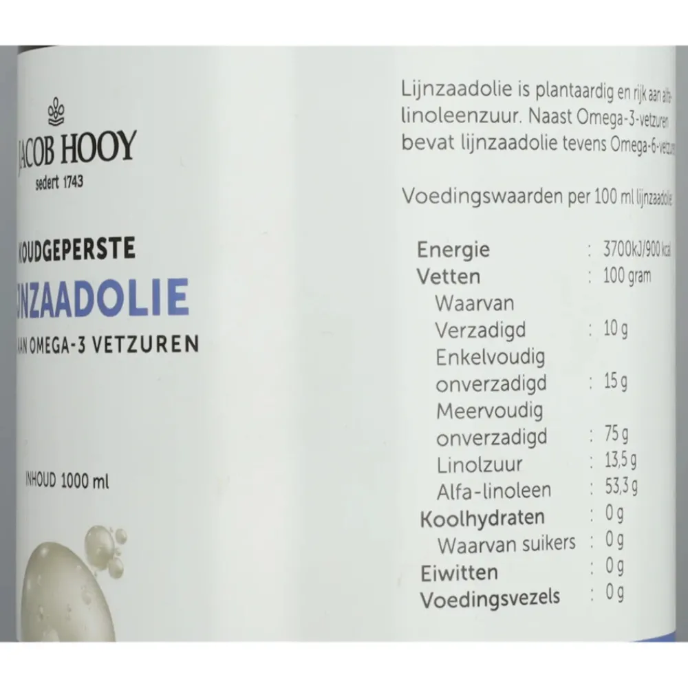 Olie & Azijn<Jacob Hooy Lijnzaadolie 1 liter