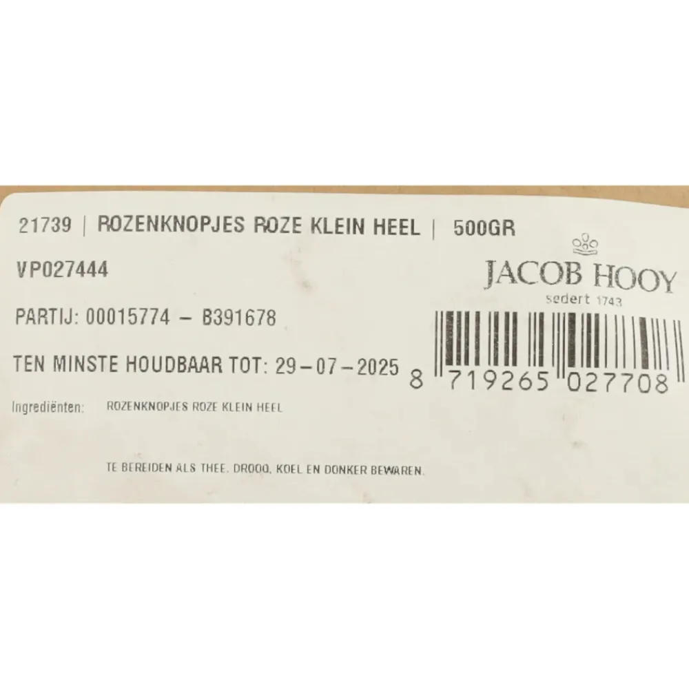 Rozenknopjes Roze Klein 500 gr^Jacob Hooy Hot