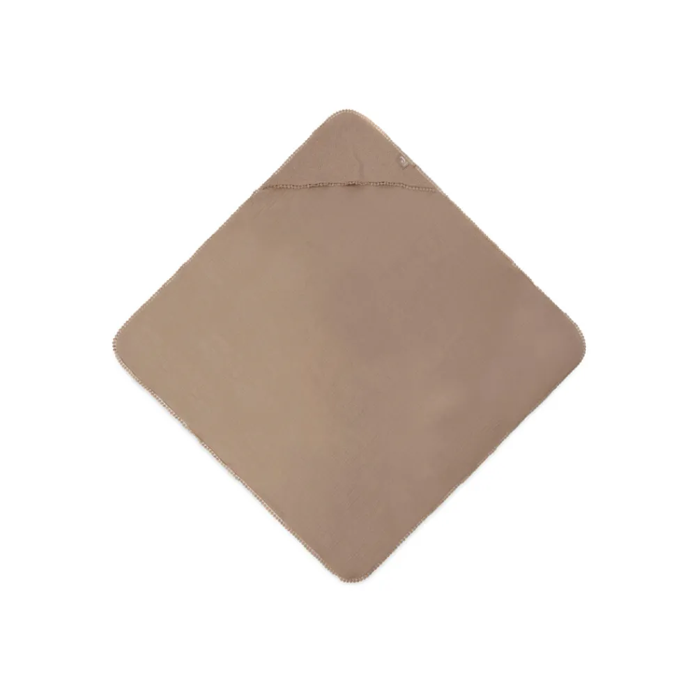 Baby Badcape Embroidery Biscuit Bruin 75 x 75 cm^Jollein