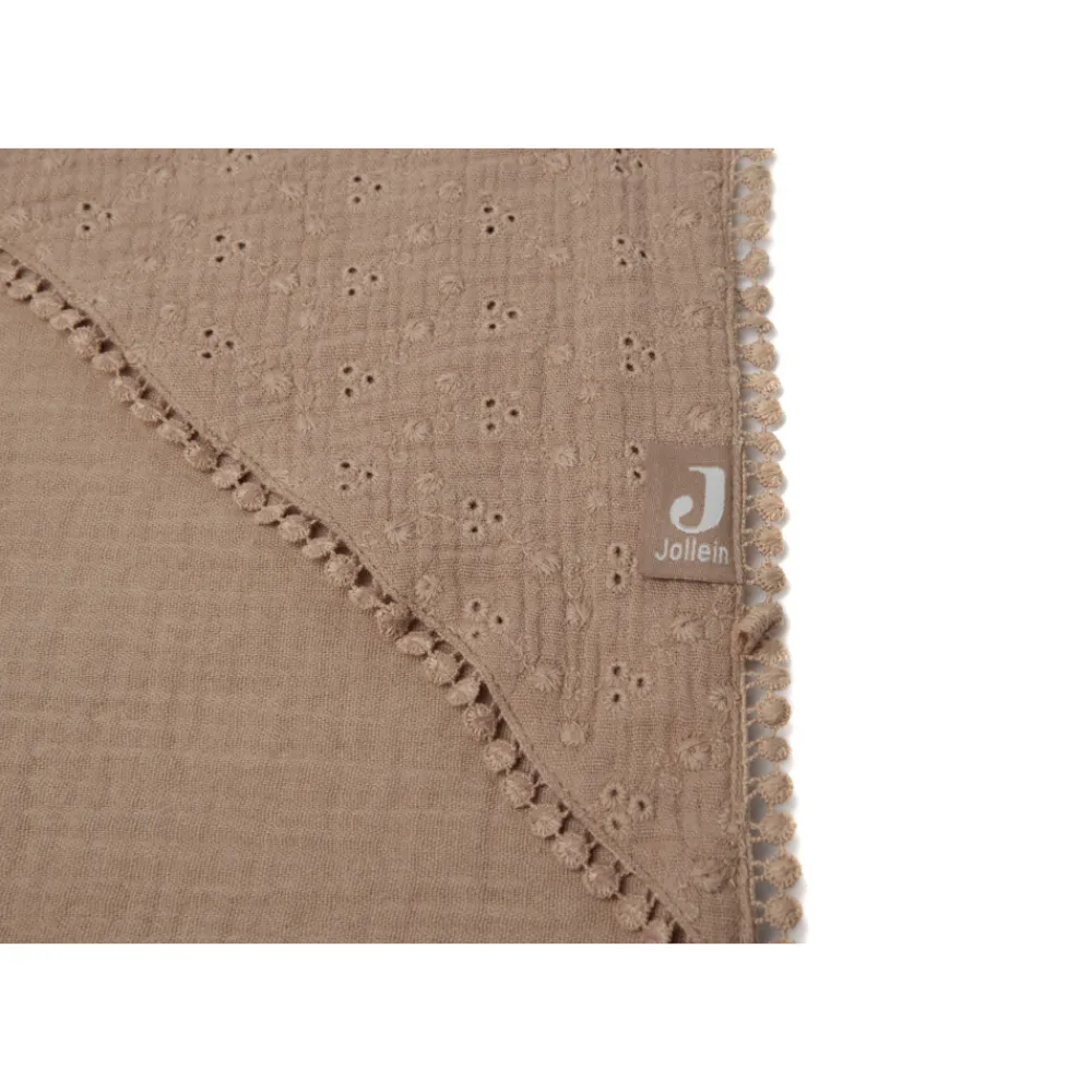 Baby Badcape Embroidery Biscuit Bruin 75 x 75 cm^Jollein