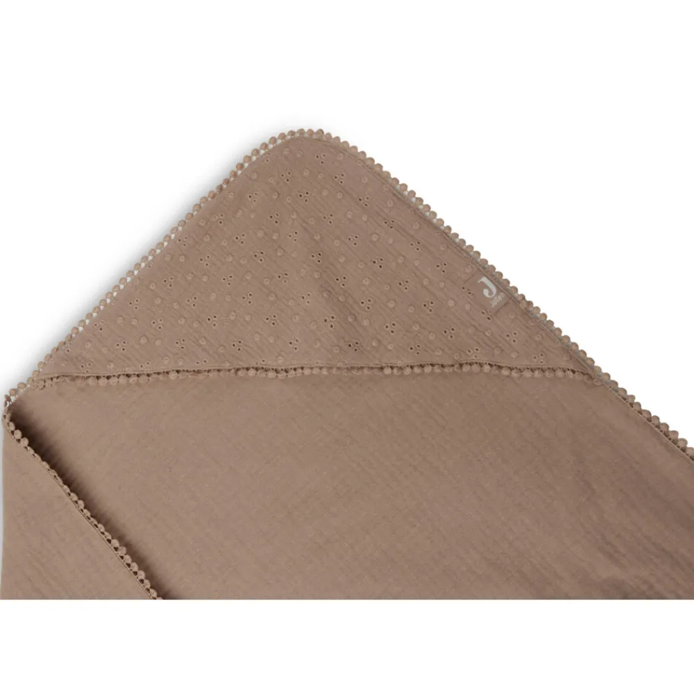 Baby Badcape Embroidery Biscuit Bruin 75 x 75 cm^Jollein