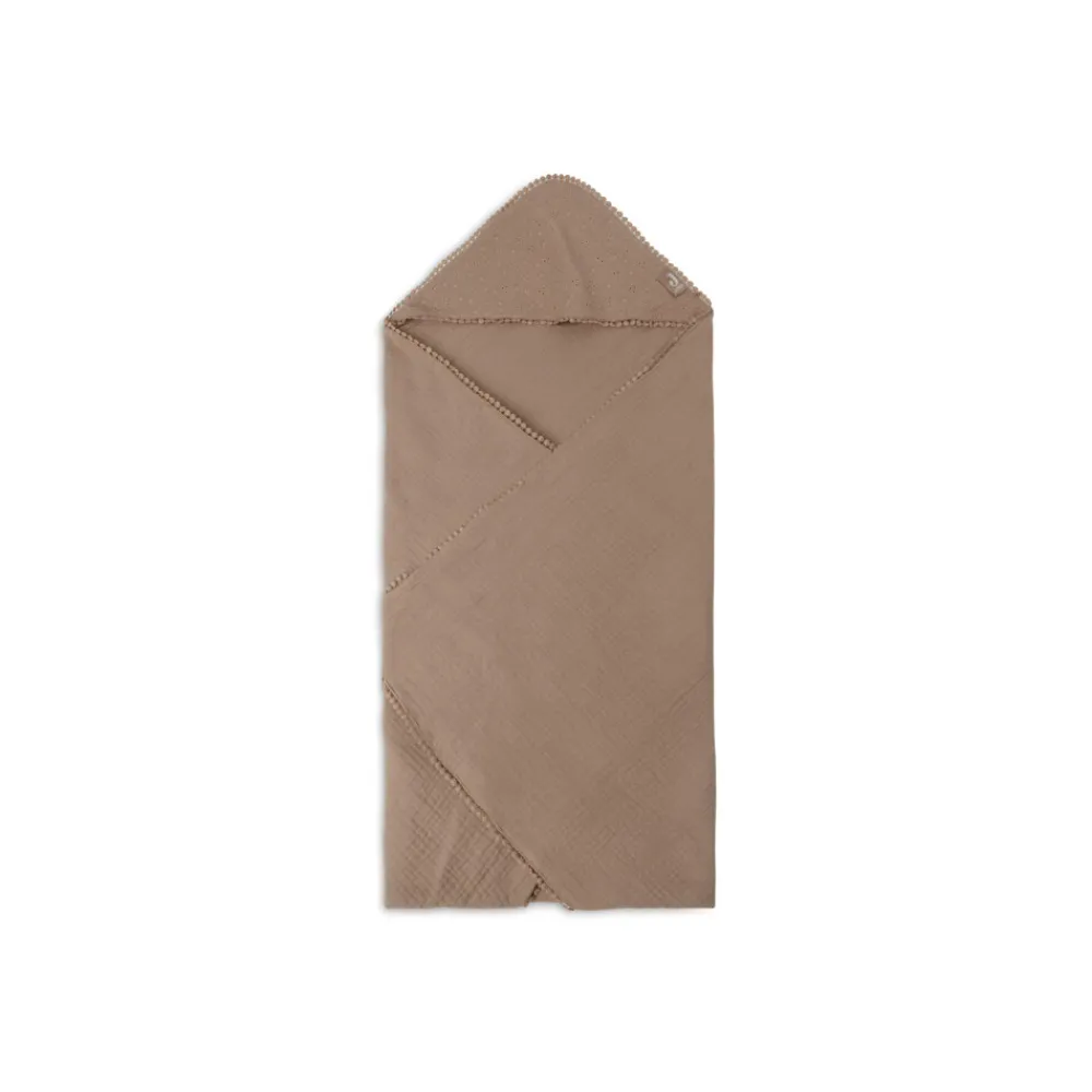 Baby Badcape Embroidery Biscuit Bruin 75 x 75 cm^Jollein