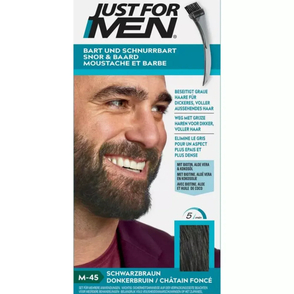 Haarkleuring<Just for Men Snor en Baard Donkerbruin M45 1 set