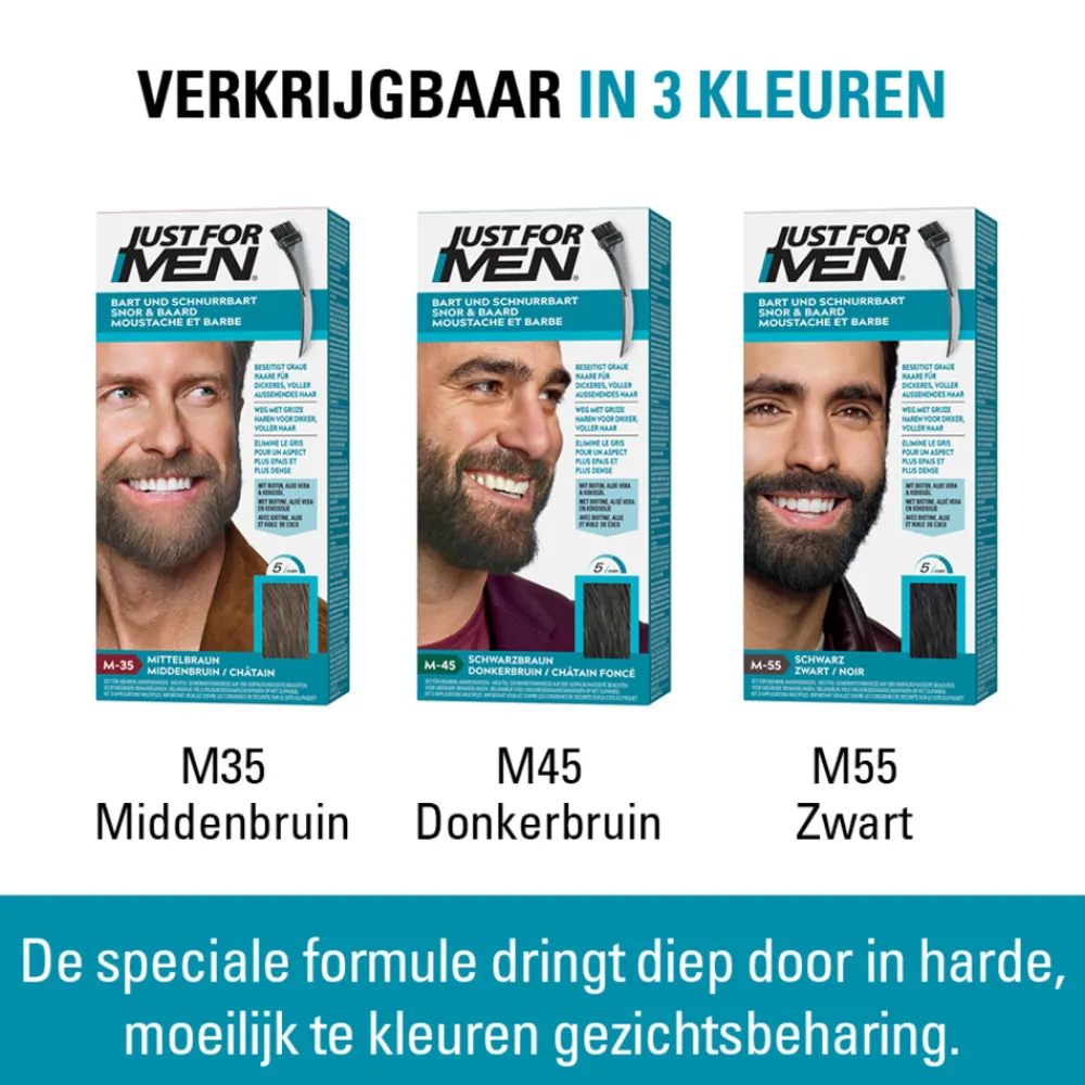 Haarkleuring<Just for Men Snor en Baard Donkerbruin M45 1 set