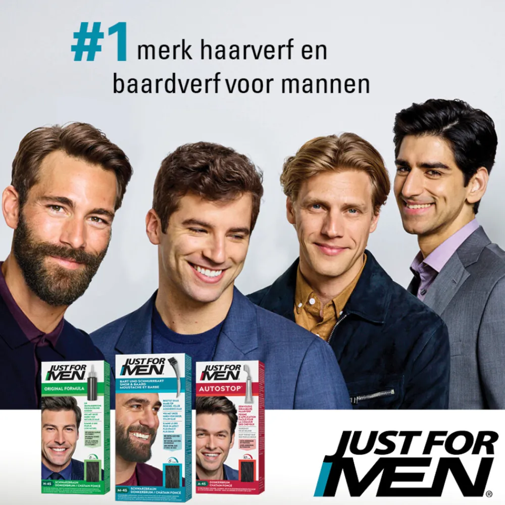 Haarkleuring<Just for Men Snor en Baard Donkerbruin M45 1 set