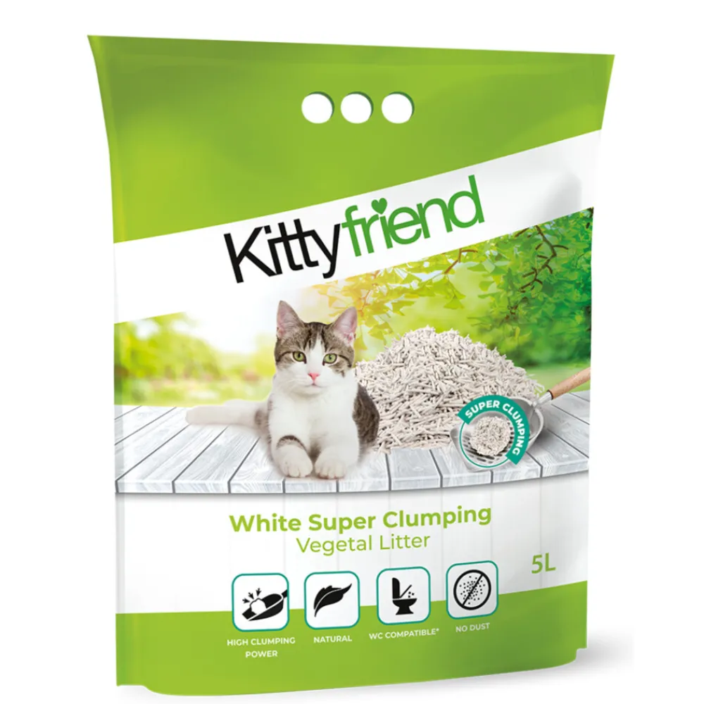 Kattenbakvulling Vegetal White Super Clumping Litter 5 liter^Kitty Friend Online