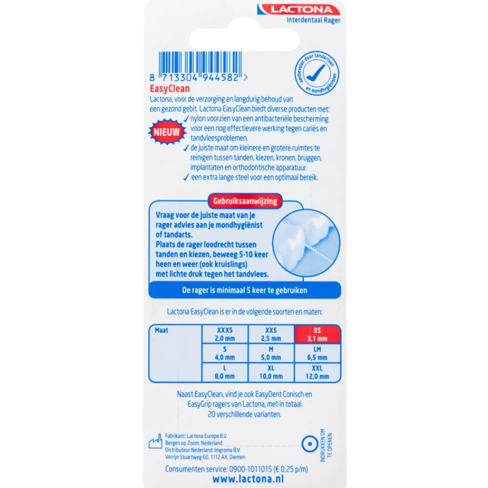 New Ragers Easyclean XS Rood Cilindrisch 3.1 mm 8 stuks Flossen & Ragen