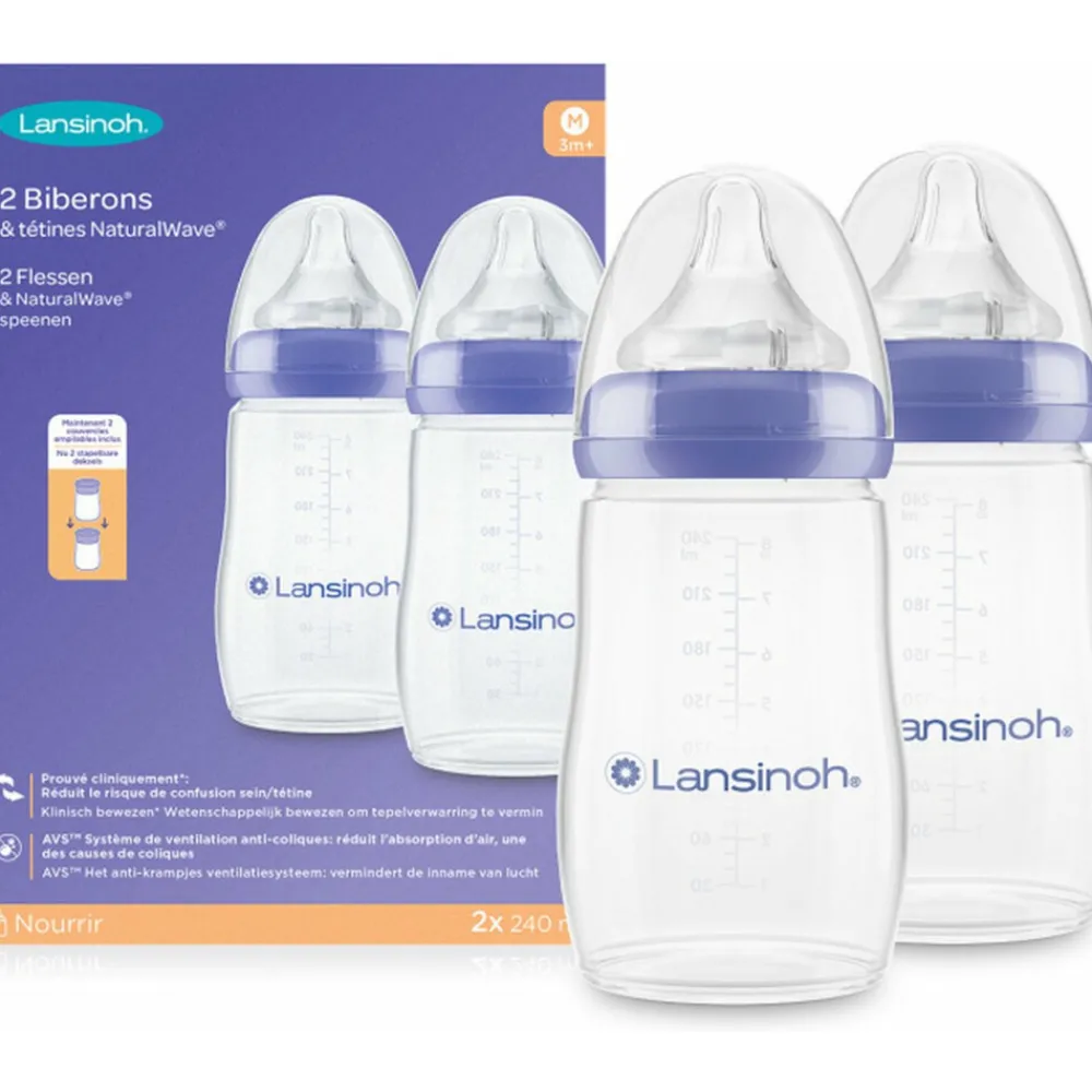 Flessen & Spenen<Lansinoh Drinkfles & NaturalWave Speen 240 ml 2 stuks