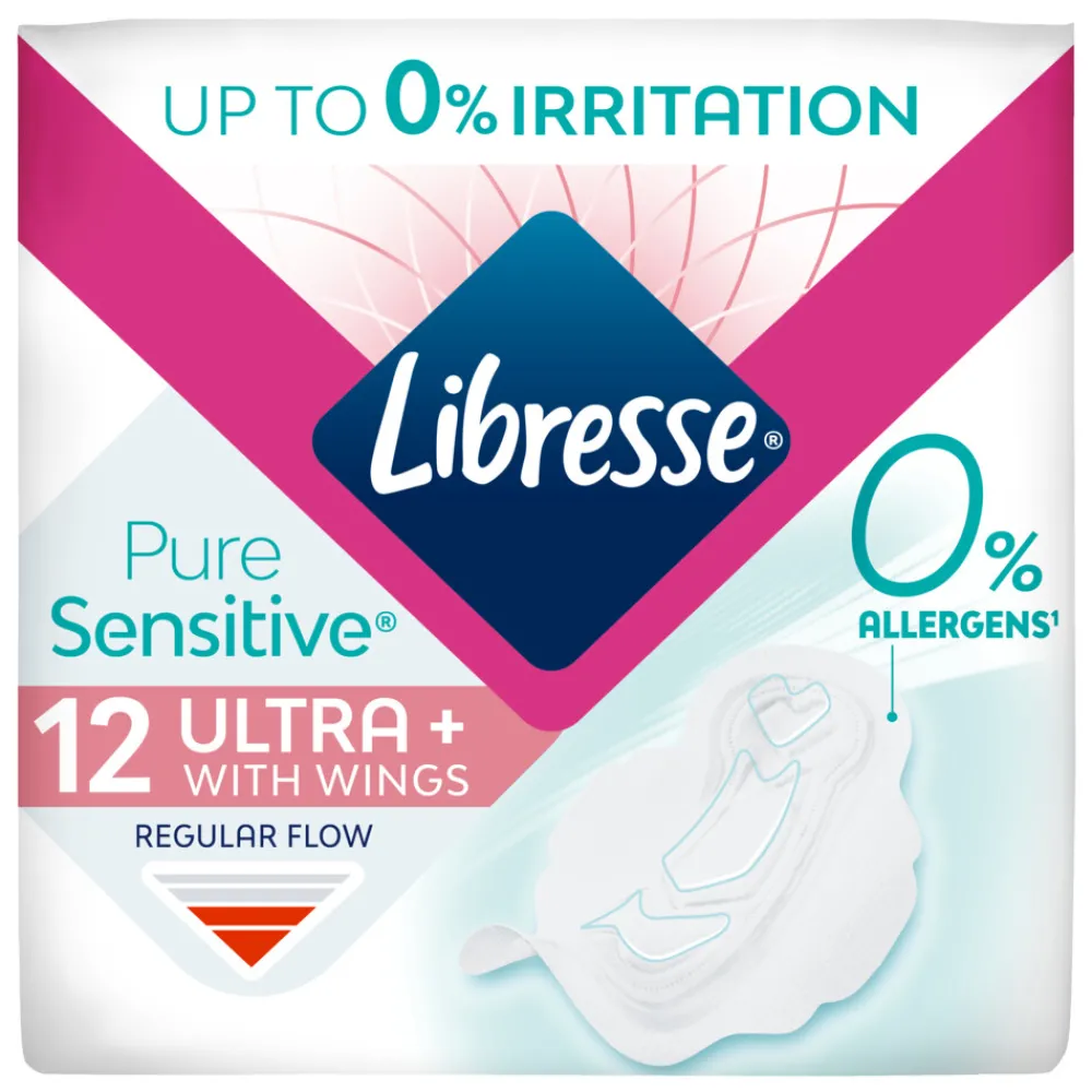 Online Pure Sensitive Ultra+ Maandverband met vleugels 12 stuks Intiemhygiëne