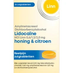 Keel & Luchtwegen<Linn Amylmetacresol Lidocaïne Honing & Citroen 24 tabletten