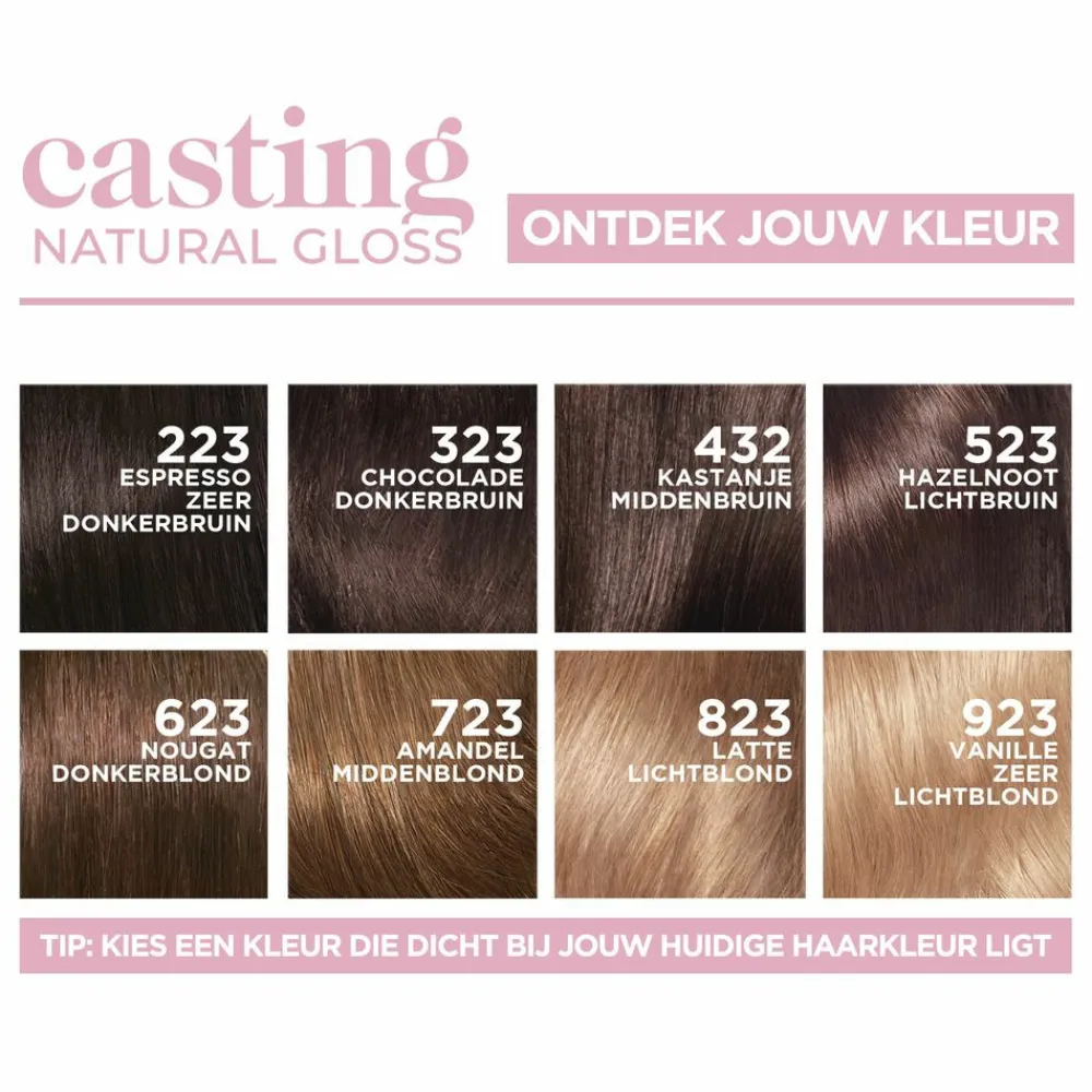 L'Oréal Casting Natural Gloss Semi-Permanente Haarkleuring 623 Nougat Donkerblond^LOréal Clearance