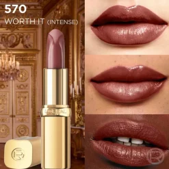 New L'Oréal Color Riche Satin Nude Lippenstift 570 Worth It Intense 4,54 gr Lipstick