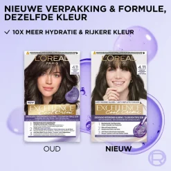 L'Oréal Excellence Cool Crème Permanente Crèmekleuring 4.11 - Ultra As Middenbruin^LOréal Hot