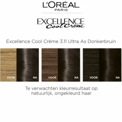 L'Oréal Excellence Cool Crème Permanente Crèmekleuring 3.11 - Ultra As Donkerbruin Haarkleuring